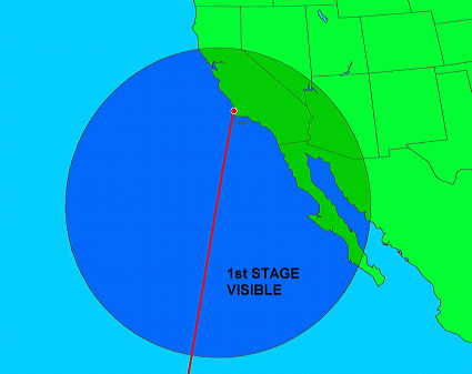 Delta II launch visibility footprint