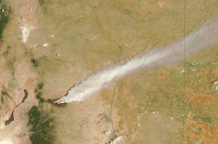 Aqua satellite MODIS instrument image of the Peppin Fire