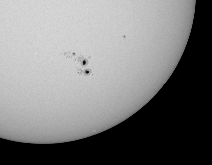 White light image of a large sunspot group.