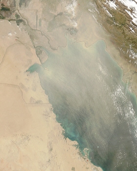 Terra spacecraft MODIS instrument image of a Persian Gulf dust storm
