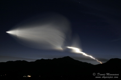 Exhaust plume from the Minotaur rocket / Streak satellite launch
