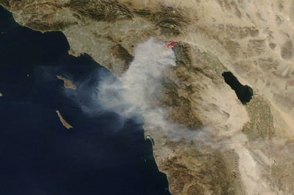 NASA Aqua satellite image of 2006 October Esperanza Fire