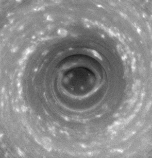 Cassini spacecraft image of a hurricane-like storm on Saturn