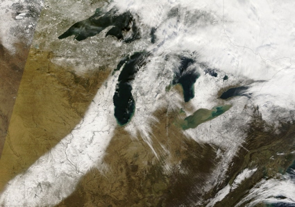 Satellite image of Lake Effect Snow