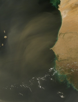 Terra satellite image of a Sahara dust storm