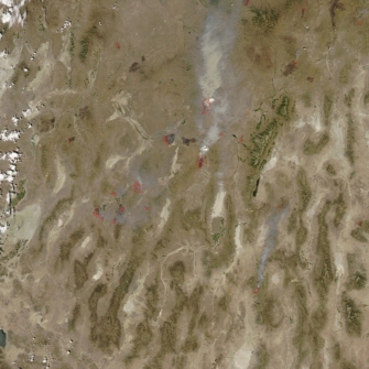 Aqua satellite image of Nevada wildfires