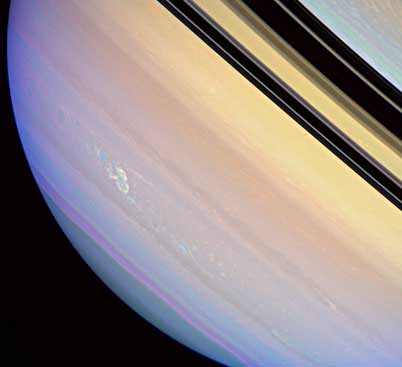Cassini spacecraft image of electrical storm on Saturn