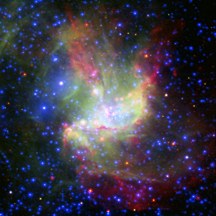 Multiwavelength image of the star-forming cloud NGC 346