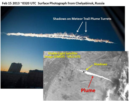 DMSP satellite image of Russian meteor
