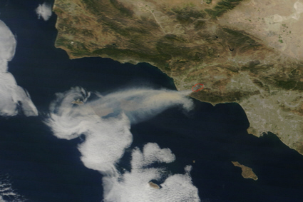 Terra spacecraft view of Springs fire, california