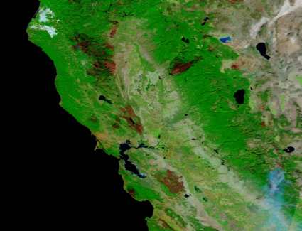 California burn scars from space