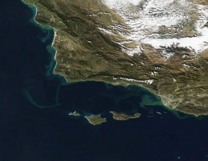 Storm sediment off southern California coast