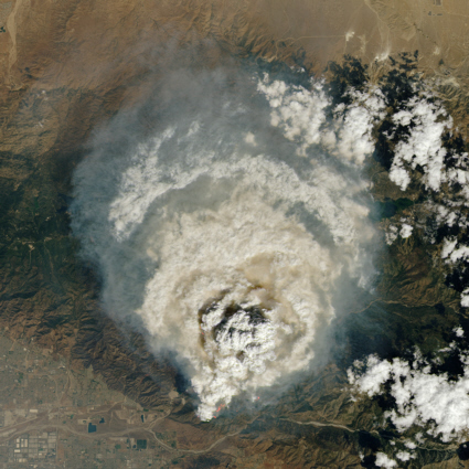 Satellite image of the Line Fire