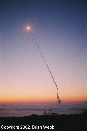 Minuteman III missile dusk launch from Vandenberg AFB